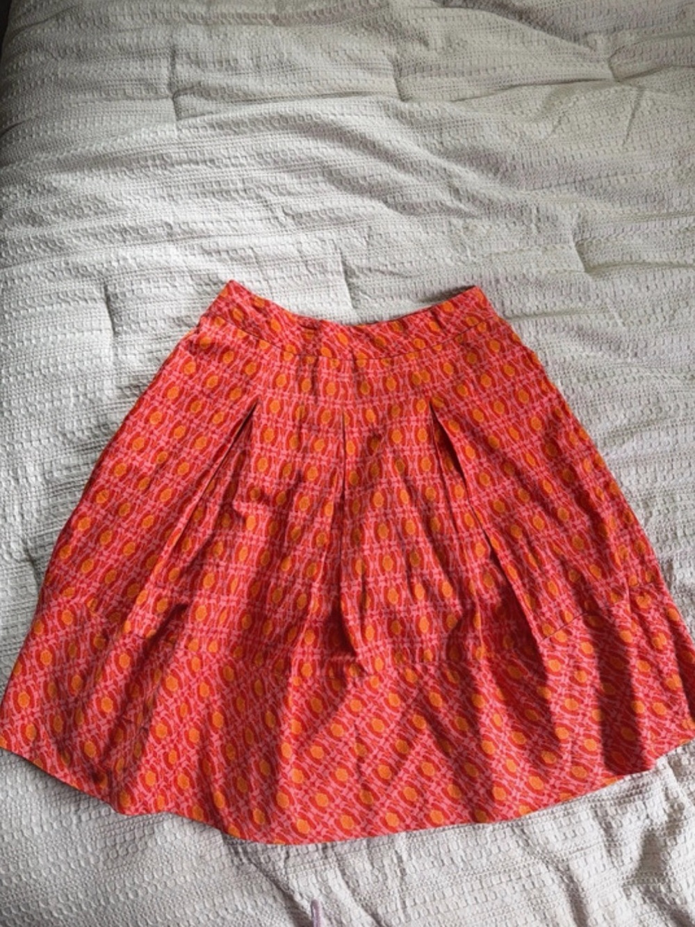 Talbots Coral and Orange Printed Circle Skirt
